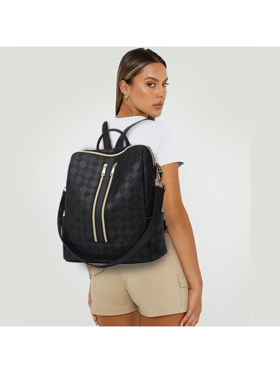 Stylish PU Leather Backpack Purse for Women - Convertible Travel Satchel Set main image 4